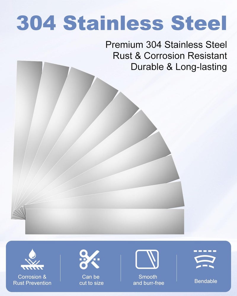 AOKLIT 30Pcs Shim Stock Assortment, 304 Stainless Steel 1" Width x 6" Length Metal Shims for Leveling, Gap Filler Trim Strip, DIY & Industrial Use (0.001"-0.01" Thickness) - Image 3
